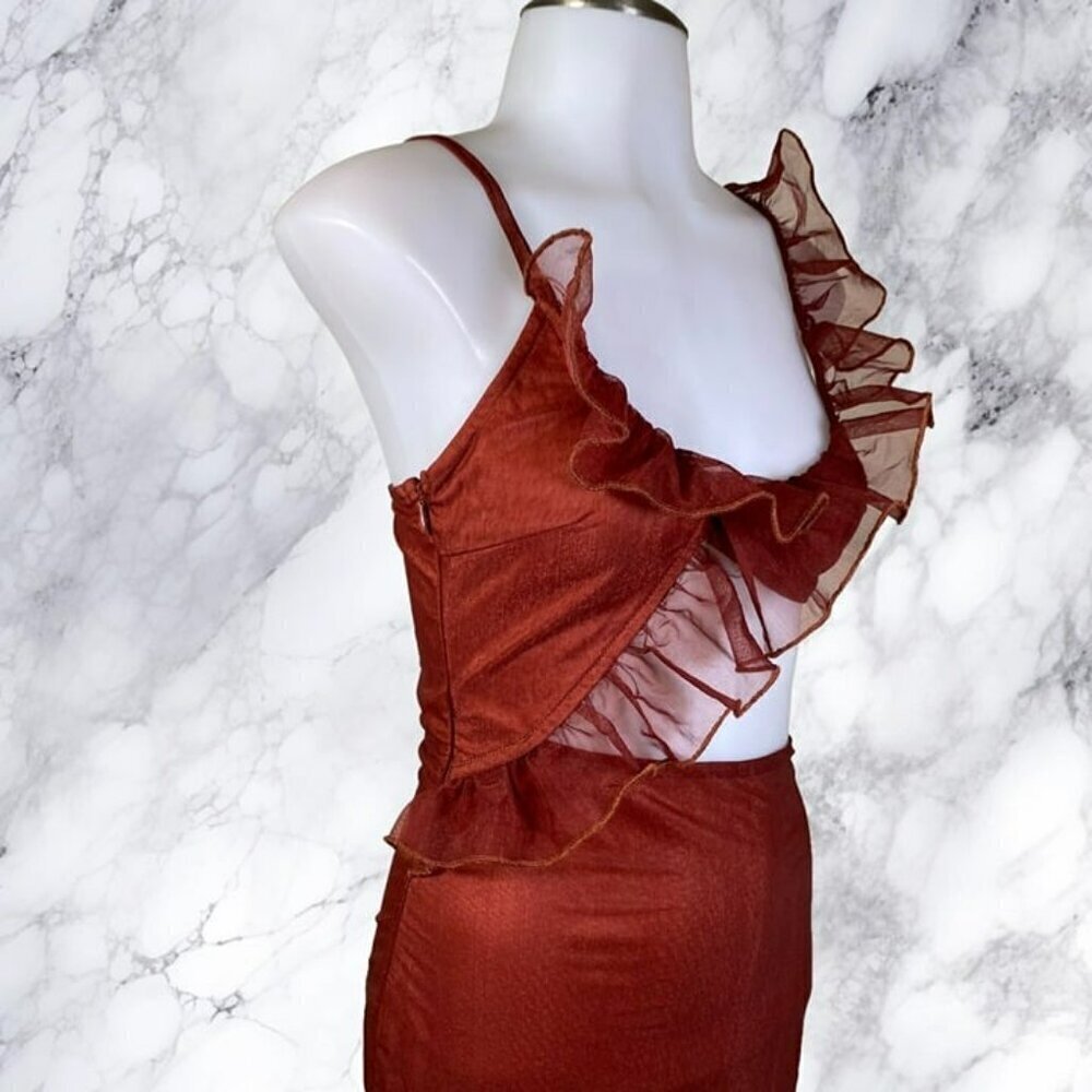 MORE TO COME Payton Ruffle Dress - Rust - Picture 8 of 10
